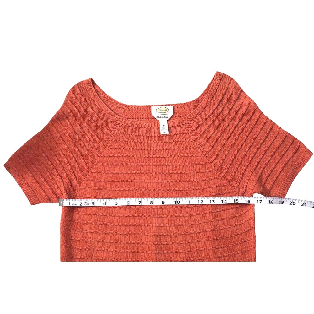 Talbots Vtg Made in Italy Women's Cotton Blend Orange Sweater M Cable Knit Chick - Picture 8 of 8